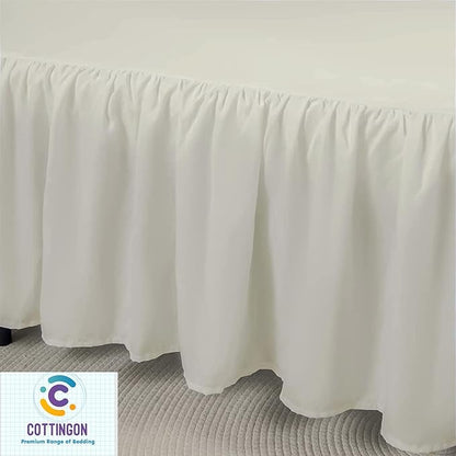 Ruffled Bed Skirt with Split Corners-Dust Ruffle - 24" Drop 100% Microfiber Soft,Sheen & Luxurious Look - Bed Skirts (Ivory -Twin)