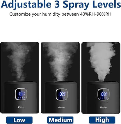 Large Humidifiers for Bedroom, 9L/2.5Gal Ultrasonic Cool Mist, Top Fill Easy Clean with 350ML/H Mist Speed, Quiet, Suitable for Kids Room Plant Yoga Office Study Room Living (Black, Round)