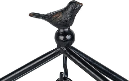 SOFFEE DESIGN 7.5'' x 10'' Mantel Clock Iron Tower Frame, Creative Bird Ornament Tabletop Clock, Silent Clock with Hollow Carved Back Cover for Home Decor, Black