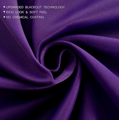 MIUCO 2 Panels Room Darkening Thermal Insulated Grommet Window Blackout Curtains for Bedroom 95 Inches Long Purple
