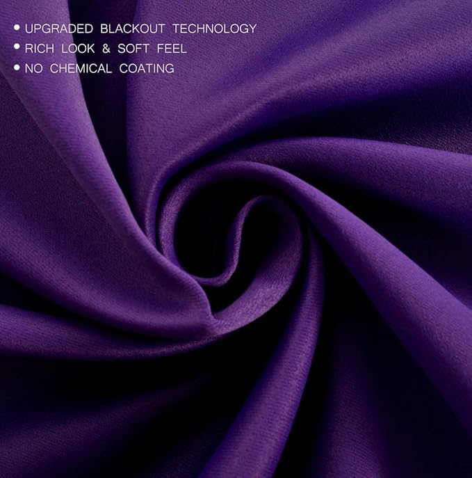 MIUCO Thermal Insulated Grommet Window Blackout Curtains Panels for Livingroom 52x84 Inch Purple 1 Pair