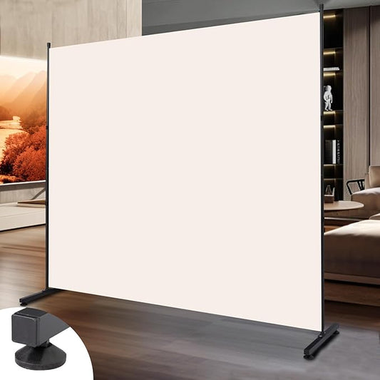 Room Divider Folding Privacy Screens with Wheels, 6FT Tall Divider for Room Separation, Movable Room Partitons and Dividers, Indoor Room Dividers Panel with Fabric (Beige, 1 Panel-71‘’-Round Pad)