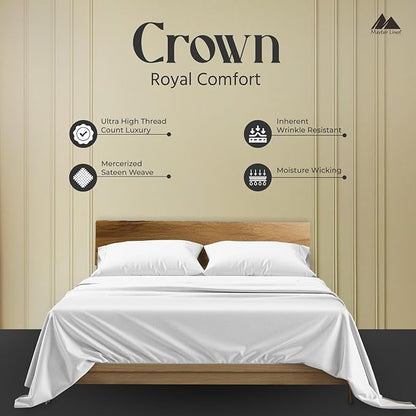 Mayfair Linen 100% Egyptian Cotton Queen Sheets Set - 2000 Series Luxury Sheets Queen Size Bed Set, Soft & Cooling, Sateen Weave 17" Extra Deep Pocket Hotel Collection Sheet (4 Pc, White)