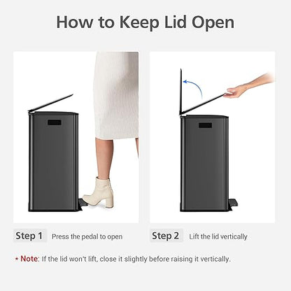 GarveeHome 60 L/16 gal Kitchen Trash Can,2×8 gal Pedal Trash Bin with Removable Baskets,Stainless Steel Garbage Can for Kitchen Office Restaurant School Hospital