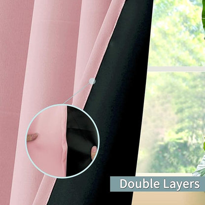 BGment Baby Pink 100% Blackout Curtains for Girls Bedroom 54 Inch Length, Thermal Insulated Full Light Blocking Grommet Noise Cancelling Small Window Curtains for Nursery 2 Panels Each 42 Inch Wide