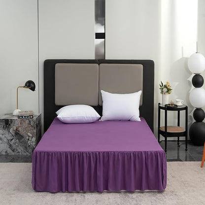 Bed Skirt Queen Size Ruffled Bed Skirt with Split Corners, 12 Inch Drop Dust Ruffle Bed Skirts with Platform, Grape