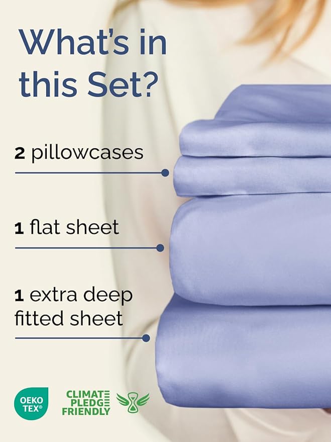 Extra Deep Twin Sheet Set - 4 Piece Breathable & Cooling Sheets - Hotel Luxury Bed Sheets Set - Easy & Secure Fit - Soft, Wrinkle Free & Comfy Sheets Set - Lavender Sheet Set with Extra Deep Pockets