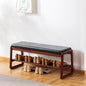 Solid Wood Shoe Bench, 2-Tier Wooden Entryway Bench, Modern Shoe Rack with Faux Leather Cushion for Hallway, Living Room (Black, 39.4'')