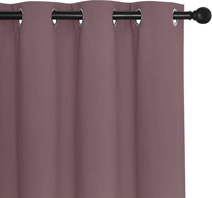 NICETOWN Blackout Curtains 84 Inch Length, Thermal Insulated Curtains for Bedroom Grommet Energy Saving Room Darkening Drapes for Living Room Window, 1 Panel, Dry Rose, 66" W x 102" L