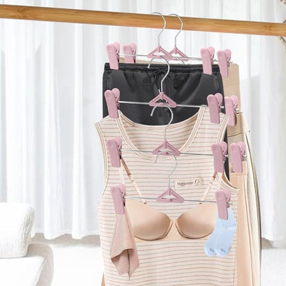 Skirt Hangers 30 Pack – NORTHERN BROTHERS Pink Pant Shorts Plastic Hangers with Clips for Women, Kids – Space Saving, Non Slip, Adjustable, Stackable