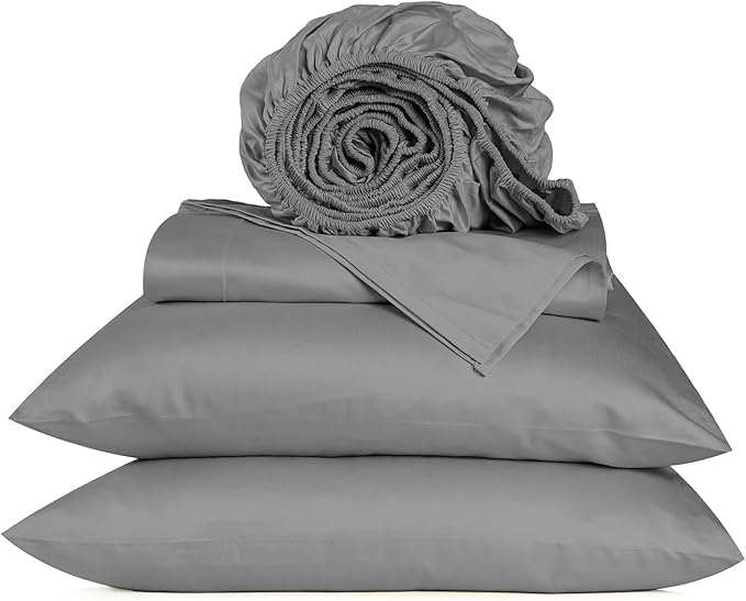 URBANHUT 800 Thread Count 100% Cotton Queen Size Sheets, Luxury 4 Piece Queen Bedsheets, Hotel Sheets Sateen Finish - Better Than Egyptian, 16" Elasticized Deep Pocket - Dark Grey