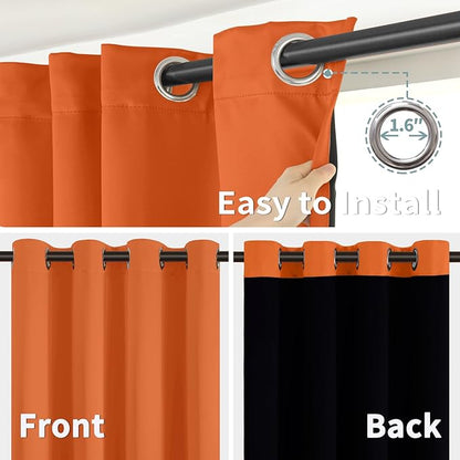 BGment Thermal Insulated 100% Blackout Curtains 84 Inch Length 2 Panels, Total Light Blocking Curtains for Bedroom, Grommet Window Drapes with Thick Black Liner, 52 Inch Wide Each Panel, Burnt Orange
