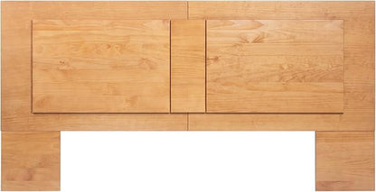 memomad Bali Slim Set: Storage Platform Bed with Drawers + Flat Panel Headboard (Queen Size, Oak Brown Wood)