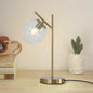 Mid Century Modern Table Lamp, Contemporary Metal Brass Bedside Lamps with Clear Glass lampshade, Gold Globe Nightstand Lamp for Bedroom Living Room Study Room