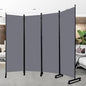 Room Divider Folding Privacy Screens with Wheels, 6FT Tall Divider for Room Separation, Movable Room Partitons and Dividers, Indoor Room Dividers Panel with Fabric (Grey, 4 Panel-88‘’-Wheels)