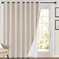 PrinceDeco 100% Blackout Curtains for Living Room Sliding Door Curtain Blackout Curtains 96 Inches Long Patio Drapes for Sliding Door Thermal Insulated Curtain,W100 X L96 Inch, Natural
