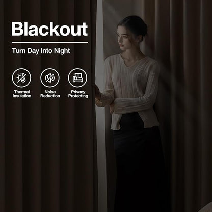 Blackout Grommet Linen Curtains for Living Room, Linen-Look Textured Full Light Blocking Room Darkening Thermal Insulated Drapes for Bedroom 2 Panels (W52xL92, Cream)