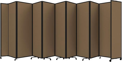Versare Room Divider 360 Portable Wall Partition | Folding Panels | Large Freestanding Divider | Locking Wheels | Temporary Room Separator | 25' x 7'6'', Latte