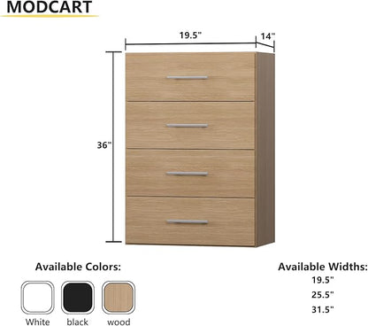 4 Drawer Short Tower Closet Unit, Modular Closet System, Wood Closet System Organizer with Storage for Walk In Closets, Clothing Rack Closet for Hanging Clothes, Bedroom, Wood, 19.5"W