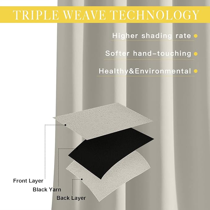 NICETOWN Blackout Curtains for Sliding Glass Door Room Divider Noise Reduce Curtain Panel Portable Window Screen Sliding Partition, W100 x L102 inches, 1 Panel, Natural
