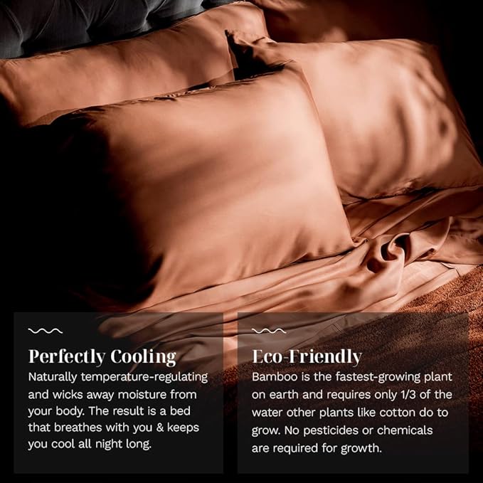 LUXOME Luxury Sheet Set | 100% Rayon (Viscose) from Bamboo | California King - Terracotta | Deep Pockets | 4-Piece Set (Fitted, Flat, 2 Pillowcases)