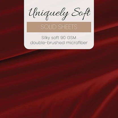 Linen Market Brushed Microfiber Twin XL Sheet Set 3 Piece – Oeko-TEX Certified Ultra Soft & Wrinkle-Free - 16" Deep Pocket Sheets - Easy Care Twin XL Size - Burgundy