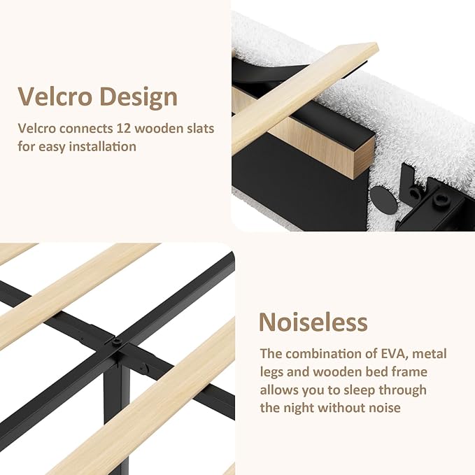 King Size Boucle Bed Frame, Upholstered Cloud Platform Bed Frame with Headboard, Anti-Collision Soft Rounded Corners, No Box Spring Required, Easy Assembly, Noise Free, Adjustable Headboard