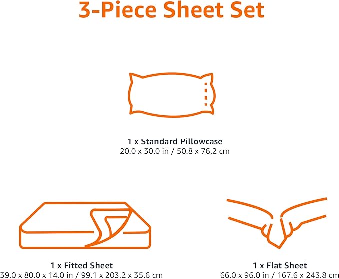 Amazon Basics Lightweight Super Soft Easy Care Microfiber 3 Piece Bedsheet Set with 14-Inch Deep Pockets, Twin XL, Black, Solid (Pack of 4)