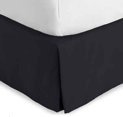 Bare Home Twin XL Bed Skirt - 15-Inch Tailored Drop Easy Fit - Bed Skirt for Twin Extra Long Beds - Center & Corner Pleats (Twin XL, Black)