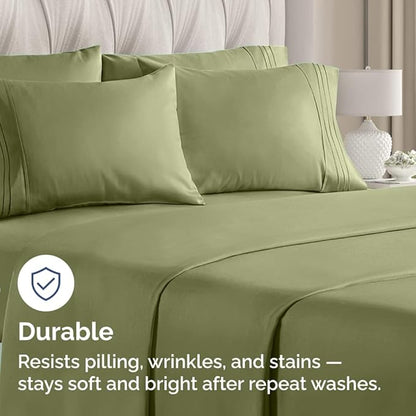 Queen Pillow Cases Set of 10 - Ultra Soft Hotel Quality Pillowcase Covers - Comfy, Cozy & Wrinkle Free - Shrink, Stain & Fade Resistant - Machine Washable Pillow Protectors - 10 Pcs Set - Sage Green