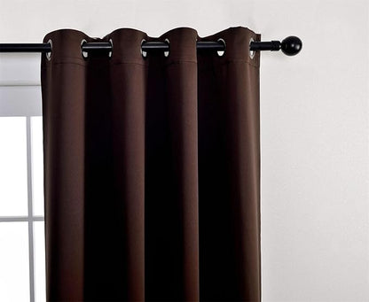 MIUCO Thermal Insulated Grommet Window Blackout Curtains Panels for Livingroom 1 Pair 52x84 Inch Chocolate, Bonus 2 Tie Backs Included