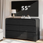 Black Dresser, Modern 6 Drawers Dressers & Chest of Drawers with Pre-installed Slide&Curved Profile Design, 47" Wide Wood Closet Clothes Storage Dressers Organizer for Bedroom Living Room Hallway
