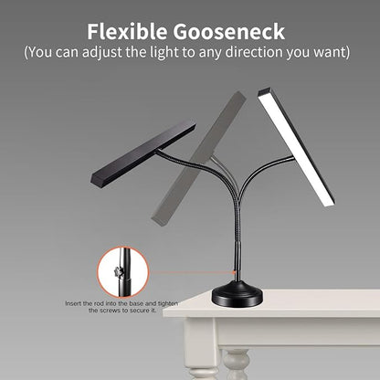Piano Light, LED Piano Lamp for Upright/Digital/Grand Pianos, Flexible Gooseneck Music Stand Light with 3 Color Modes×10 Brightness, Desk Lamp for Home Office, Black, 10W, 1000LM (with Base)