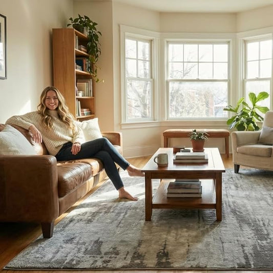Machine Washable Area Rugs 5x7, Modern Abstract Soft Rugs for Living Room Neutral Large Carpet for Bedroom Floor Non Slip Rug Under Dining Table Bed Grey Home Office | Grey