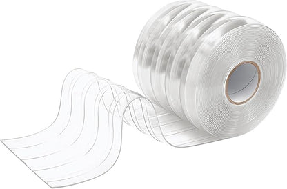 Moukeren Plastic Door Curtain for Winter 50 ft x 8 Inch Thermal Insulated Garage Door Strip Curtains Smooth Waterproof Clear PVC Strip Curtain for Warehouse Freezer, 0.08" Thickness(Striped)
