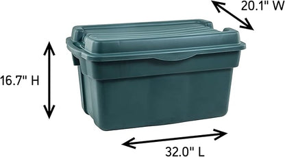 Rubbermaid ECOSense High-Top Storage Totes 28 Gal Pack of 3 Durable, Reusable, Large Plastic Storage Bins with Resting Hinged Lid, Made from Recycled Materials