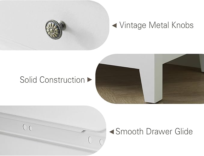 White Dresser for Bedroom,5 Chest of Drawers Dresser,Tall Nightstand Modern Clothes Organizer Cabinet Dressers for Bedroom,Closets,Hallway