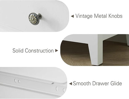 Farmhouse White 3-Drawer Dresser for Bedroom - 31.5" Wide 3 Chest of Drawers Storage Organizer Cabinet as Nightstand or Bedside Dresser