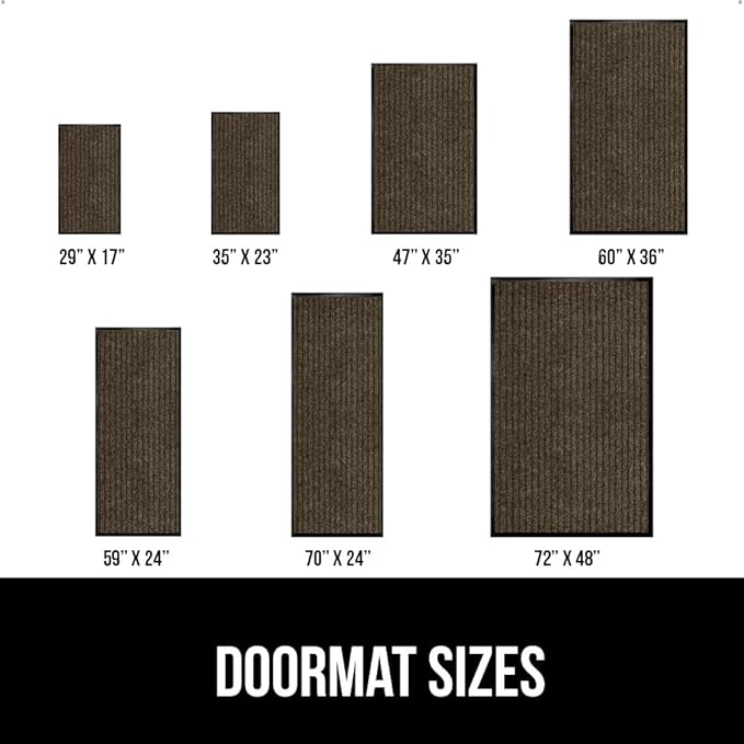 GORILLA GRIP Waterproof Traffic Guard Door Mat, 47x35, Heavy Duty Entryway Mats, Strong Rubber Back Commercial Utility Rugs for Office Hallway, Garage Floor and Home, Low Profile Carpet Runner, Brown