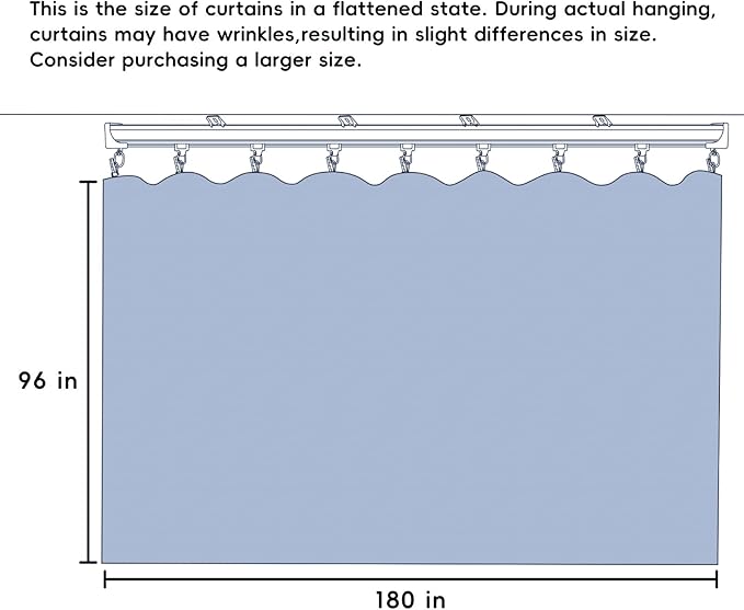 Room Divider Ceiling Mounted Curtains Track Sets Extra Wide Blackout Curtain Flexible Tracks for Bedroom Privacy Partition Separator, 1 Panel Beige Drape and White Rail, W15 x H8ft