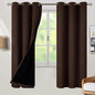 BGment Thermal Insulated 100% Blackout Curtains for Bedroom with Black Liner, Double Layer Full Room Darkening Noise Reducing Grommet Curtain (42 x 72 Inch, Brown, 2 Panels)