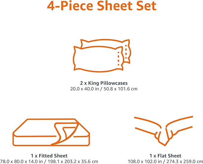 Amazon Basics Lightweight Super Soft Cooling, Wrinkle Free Luxury Microfiber 4-Piece Bed Sheet Set with 14-Inch Deep Pockets, King, Dark Teal, Solid