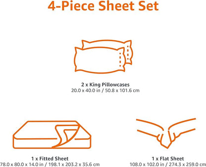 Amazon Basics Lightweight Super Soft Easy Care Microfiber Bed Sheet Set with 14" Deep Pockets - King, Lavender Paisley