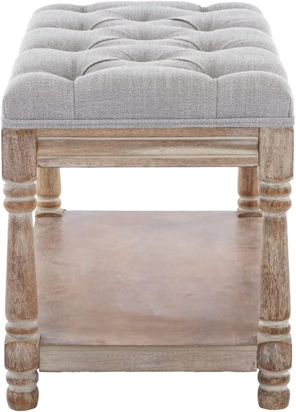 Kmax Storage Entryway Bench Tufted Shoe Rack Bench Wood Window Bench for Hallway Entrance Bedroom Corner-1 Seat, Gray