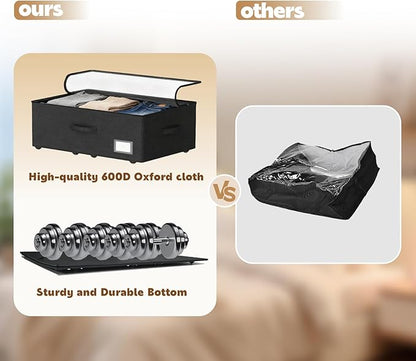 Under Bed Storage with Wheels, 2-Pack Under Bed Storage Containers, No Assemble Required 10 inches Height, Rolling underbed storage Drawers, Underbed Storage Bins for Shoes, Clothes, Blankets, Toys