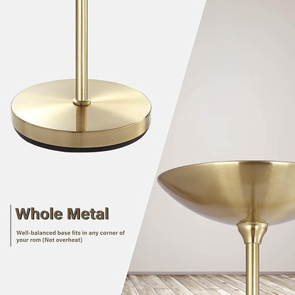 BoostArea Floor Lamp,Torchiere Standing Lamp,20W 2000LM LED Tall Floor Lamp,Stepless Dimmable,Touch Control,50000hrs Lifespan,Pale Floor Lamps for Living Room,Standing Lamps for Bedroom,Gold