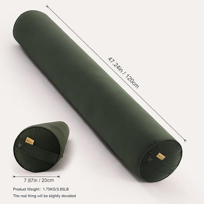 Long Round Body Pillow for Adults – Bolster Pillow for Bed, Cervical Roll Pillow, Firm Support for Sleeping,47.24 x 7.87 Inches,Jade Green