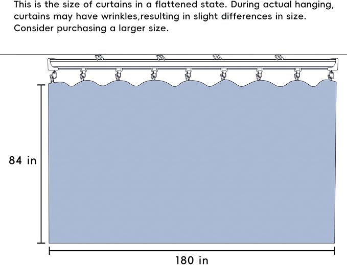 Room Divider Ceiling Mounted Curtains Track Sets Extra Wide Blackout Curtain Flexible Tracks for Bedroom Privacy Partition Separator, 1 Panel Grey Drape and White Rail, W15 x H7ft