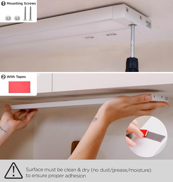 24 Inch Under Cabinet Lighting Plug in, 14W 120V 3 Color 3000K/4000K/5000K, 3 Brightness, Super Bright, Ultra Thin Under Counter Lights for Kitchen, Linkable LED Cabinet Light, White