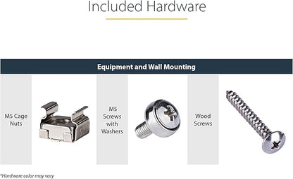 StarTech.com 5U Vertical Wall Mount Rack - 19in Low Profile Open Wall Mounting Bracket - Network/Server Room/Data/AV/IT/Patch Panel/Communication/Computer Equipment - w/ Cage Nuts/Screws, TAA